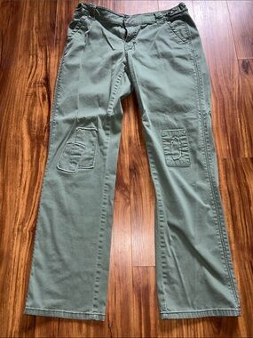CAbi Olive Green Straight Casual Pants with Stitch Detail Size 8